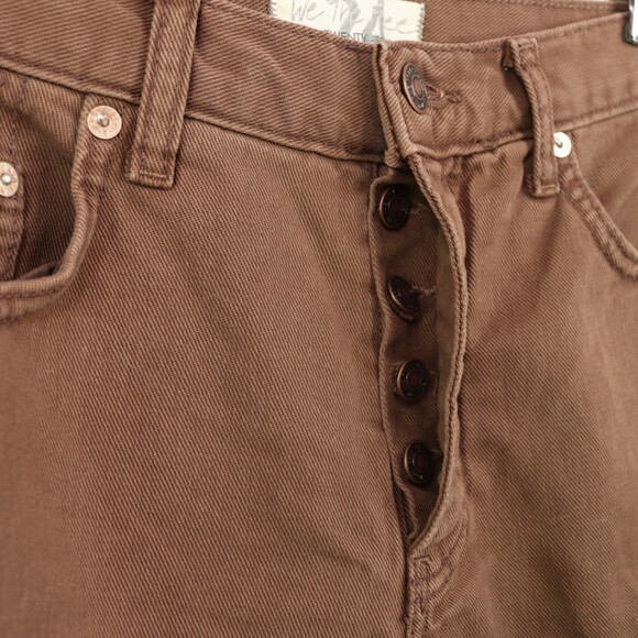 Free People We The Free Maggie Mid-Rise Straight-Leg Raw Frayed Hems Jeans 24 - Picture 6 of 8